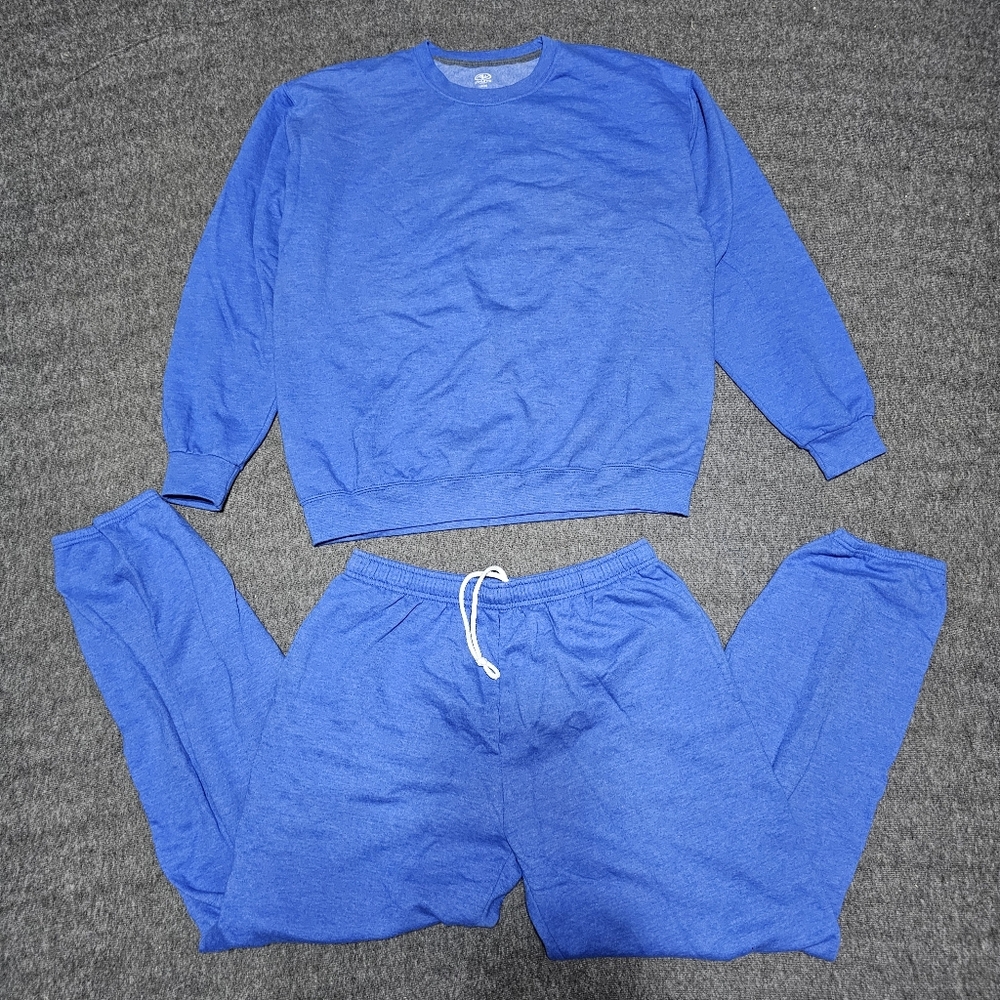 Athletic Works Blue Fleece Sweatshirt & Sweatpants Set Large
